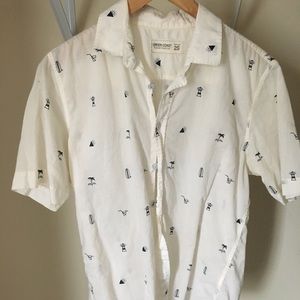 White nautical themed button down